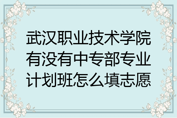 武汉职业技术学院有没有中专部专业计划班怎么填志愿