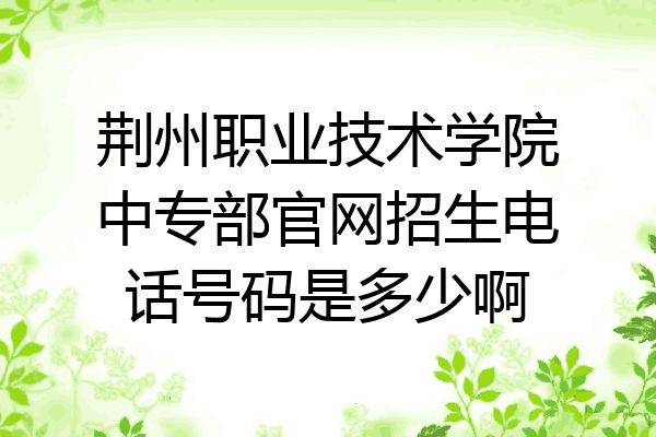 荆州职业技术学院中专部官网招生电话号码是多少啊