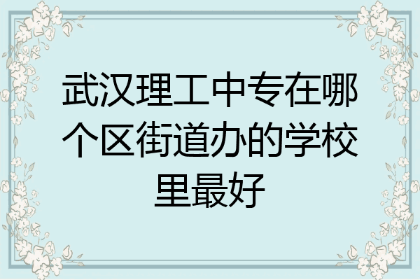 武汉理工中专在哪个区街道办的学校里最好