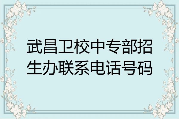 武昌卫校中专部招生办联系电话号码