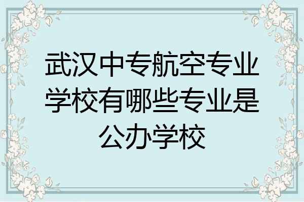 武汉中专航空专业学校有哪些专业是公办学校