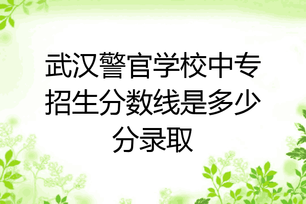 武汉警官学校中专招生分数线是多少分录取