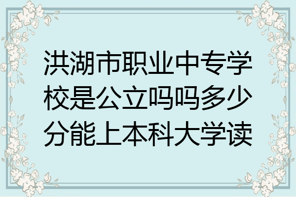 洪湖市职业中专学校是公立吗吗多少分能上本科大学读