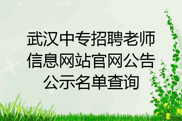 武汉中专招聘老师信息网站官网公告公示名单查询