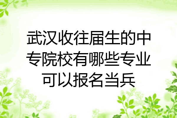 武汉收往届生的中专院校有哪些专业可以报名当兵