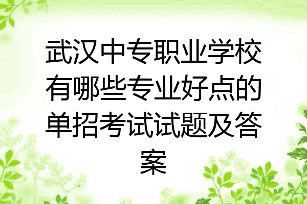 武汉中专职业学校有哪些专业好点的单招考试试题及答案