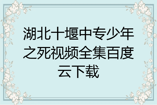 湖北十堰中专少年之死视频全集百度云下载