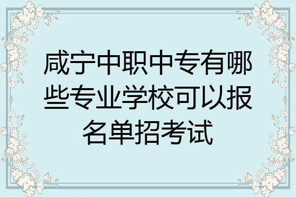 咸宁中职中专有哪些专业学校可以报名单招考试