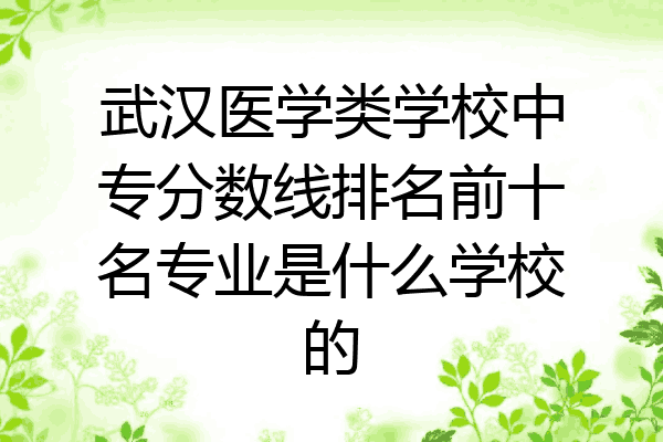 武汉医学类学校中专分数线排名前十名专业是什么学校的