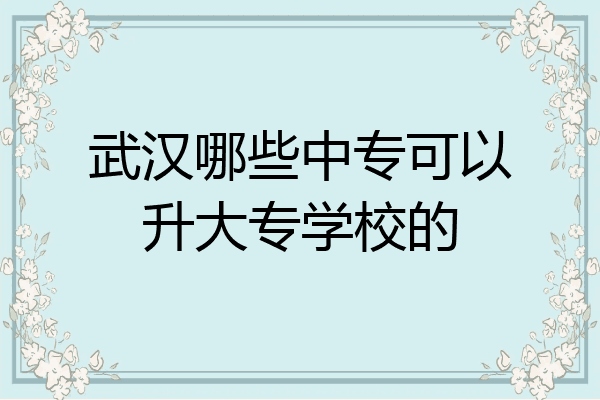 武汉哪些中专可以升大专学校的