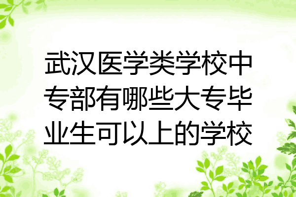 武汉医学类学校中专部有哪些大专毕业生可以上的学校