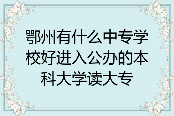 鄂州有什么中专学校好进入公办的本科大学读大专