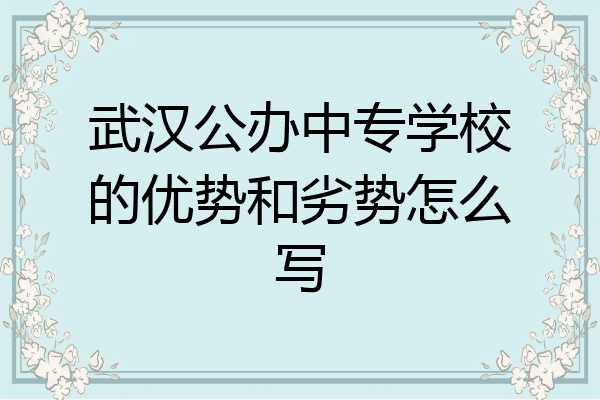 武汉公办中专学校的优势和劣势怎么写