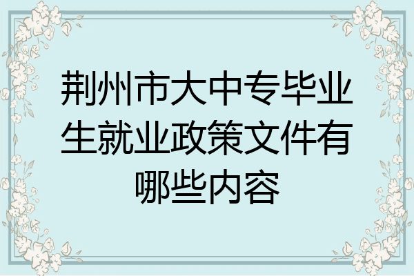 荆州市大中专毕业生就业政策文件有哪些内容