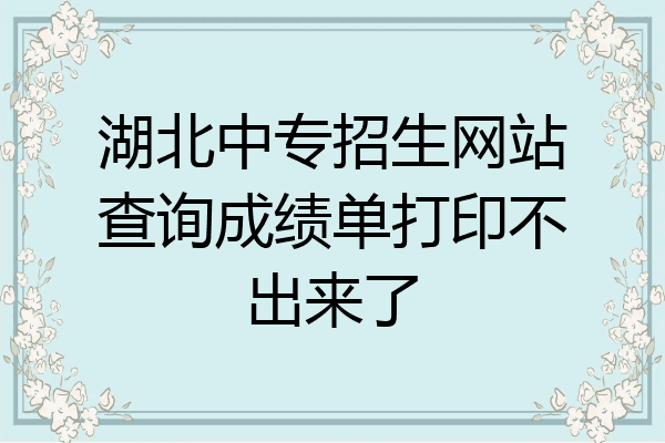 湖北中专招生网站查询成绩单打印不出来了