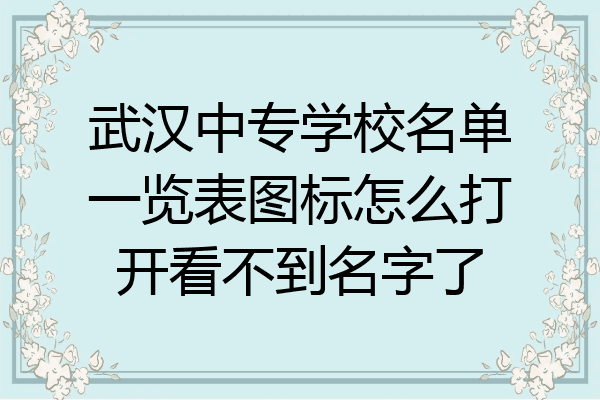 武汉中专学校名单一览表图标怎么打开看不到名字了