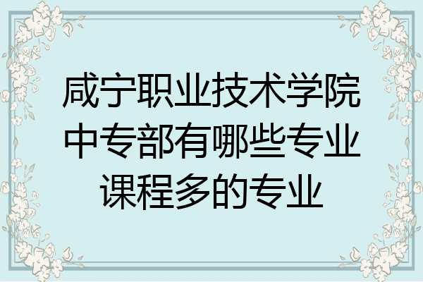 咸宁职业技术学院中专部有哪些专业课程多的专业