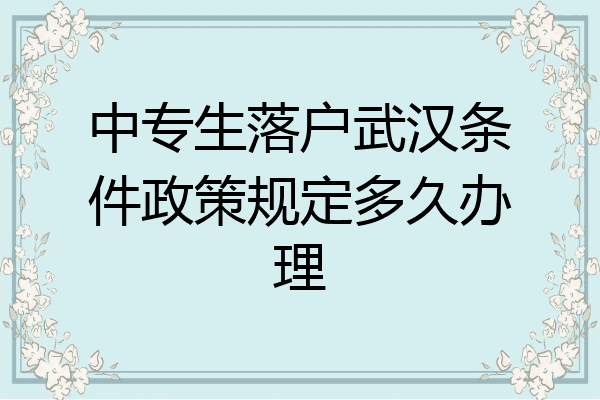 中专生落户武汉条件政策规定多久办理