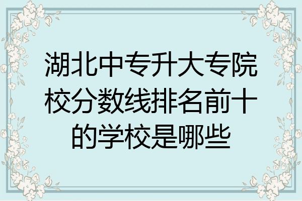 湖北中专升大专院校分数线排名前十的学校是哪些