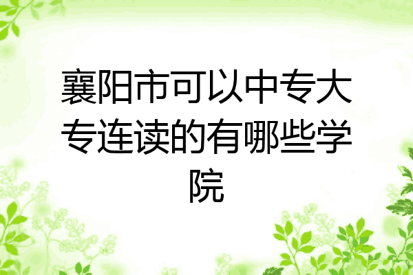 襄阳市可以中专大专连读的有哪些学院