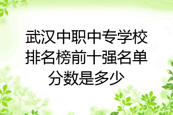 武汉中职中专学校排名榜前十强名单分数是多少