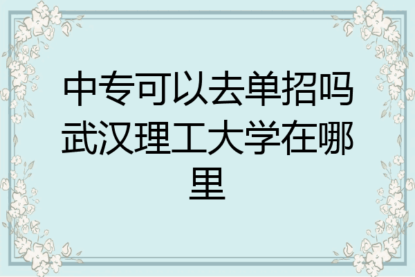 中专可以去单招吗武汉理工大学在哪里