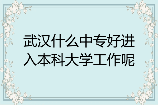 武汉什么中专好进入本科大学工作呢