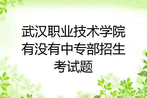 武汉职业技术学院有没有中专部招生考试题