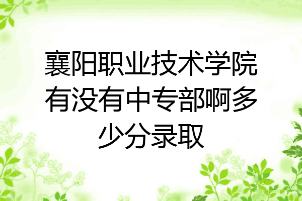 襄阳职业技术学院有没有中专部啊多少分录取