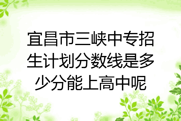 宜昌市三峡中专招生计划分数线是多少分能上高中呢