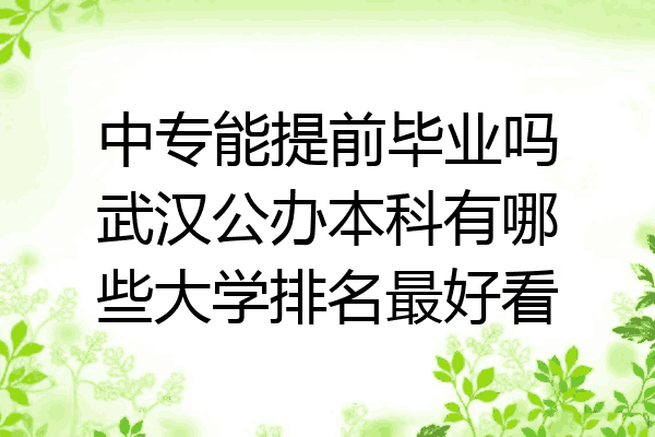 中专能提前毕业吗武汉公办本科有哪些大学排名最好看