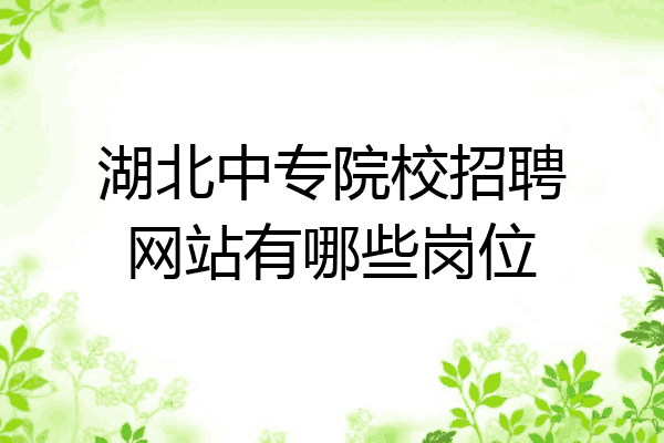 湖北中专院校招聘网站有哪些岗位