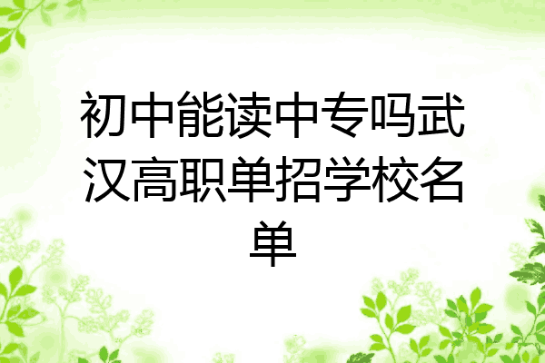 初中能读中专吗武汉高职单招学校名单