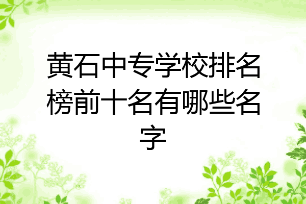 黄石中专学校排名榜前十名有哪些名字