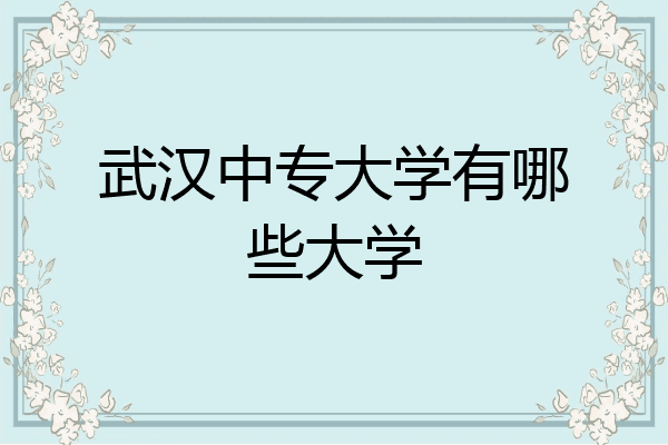 武汉中专大学有哪些大学