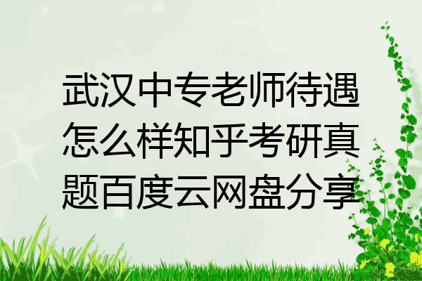 武汉中专老师待遇怎么样知乎考研真题百度云网盘分享