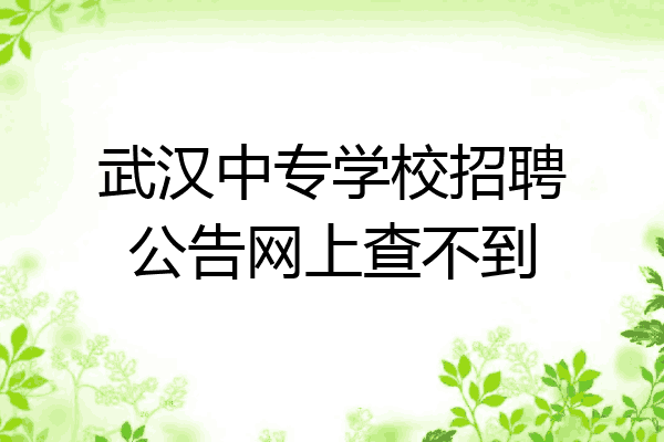 武汉中专学校招聘公告网上查不到