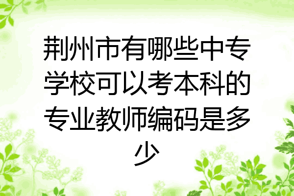 荆州市有哪些中专学校可以考本科的专业教师编码是多少