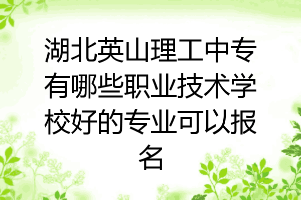 湖北英山理工中专有哪些职业技术学校好的专业可以报名