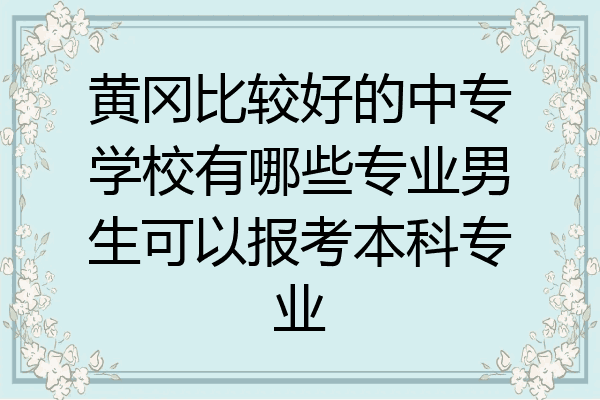 黄冈比较好的中专学校有哪些专业男生可以报考本科专业