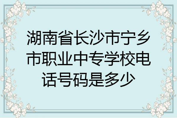 湖南省长沙市宁乡市职业中专学校电话号码是多少