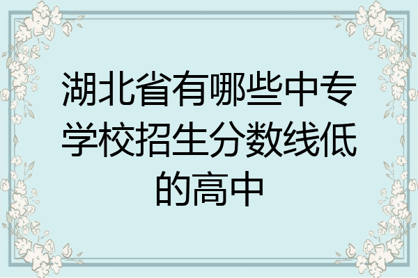 湖北省有哪些中专学校招生分数线低的高中