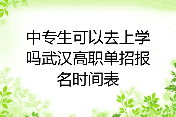中专生可以去上学吗武汉高职单招报名时间表