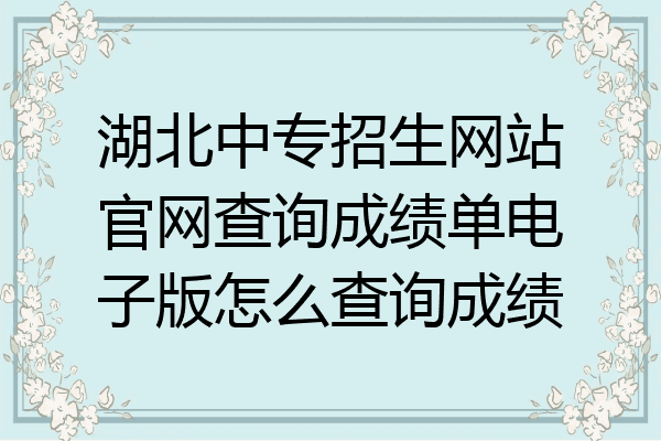 湖北中专招生网站官网查询成绩单电子版怎么查询成绩