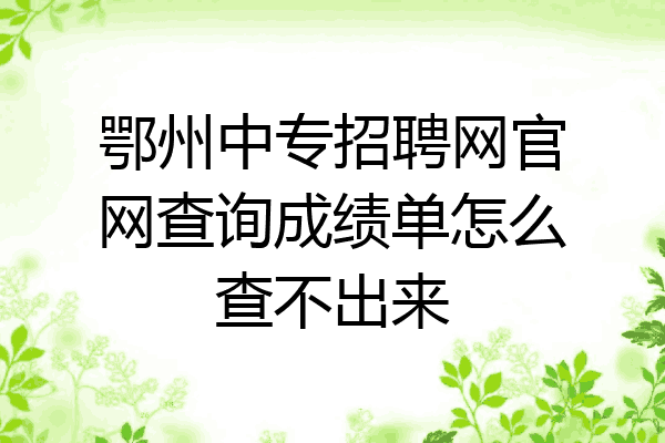 鄂州中专招聘网官网查询成绩单怎么查不出来