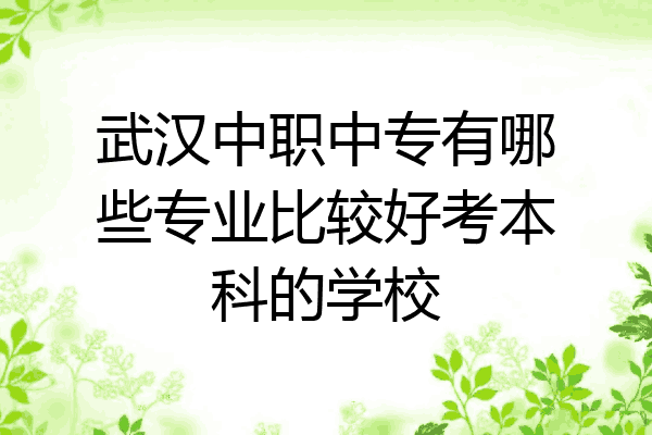 武汉中职中专有哪些专业比较好考本科的学校