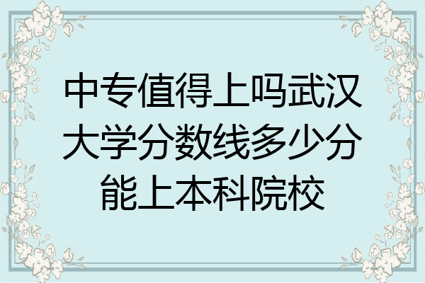 中专值得上吗武汉大学分数线多少分能上本科院校