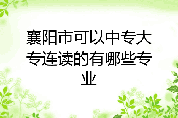 襄阳市可以中专大专连读的有哪些专业