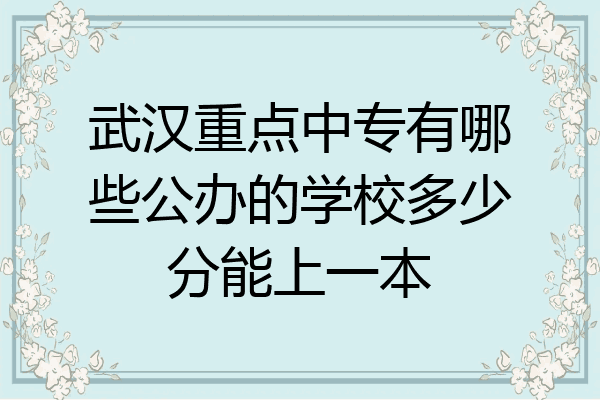 武汉重点中专有哪些公办的学校多少分能上一本