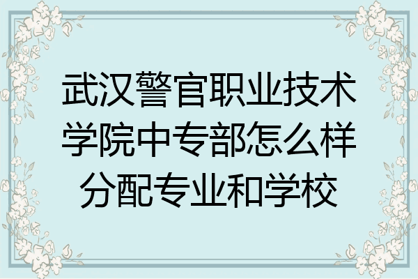 武汉警官职业技术学院中专部怎么样分配专业和学校
